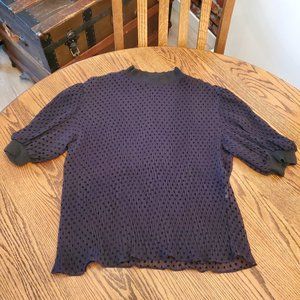 Blouse - Black, Sheer, Ribbed (Zara)